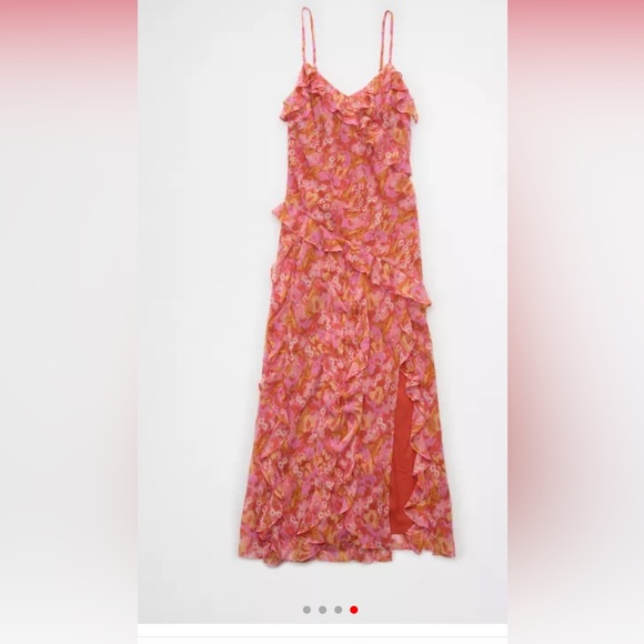 NWT AE Asymmetrical Ruffle Maxi Slip Dress - Picture 4 of 8